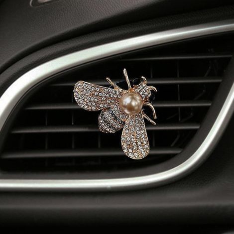 Funkelnde Bienen-Lüftungsschlitzclips, Kristall-Bienen-Lufterfrischer, Strass-Lüftungsschlitzclip, Funkelndes Autozubehör (Silber) (1/5)