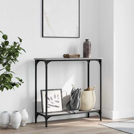 Table console d’entrée avec rangement en bois d’ingénierie gris sonoma 75 x 30,5 x 75 cm - PANGIVO (1/5)