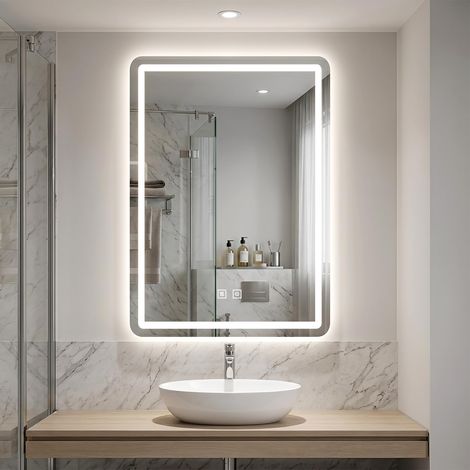 COSTWAY Specchio Bagno Retroilluminato Rettangolare con Luce 70 x 50 (1/5)