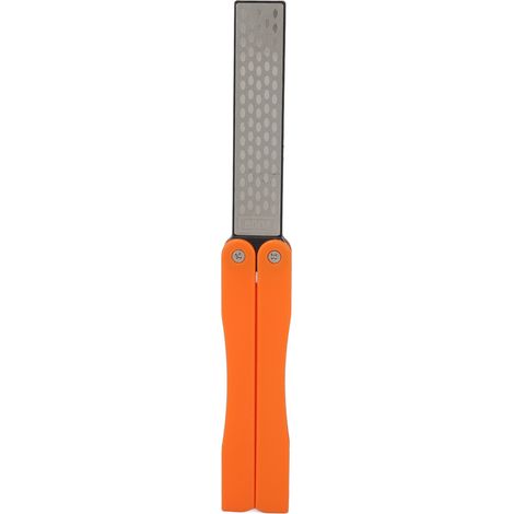 Aiguiseur de poche pliant portable double face en forme d'éventail pour outils de jardin extérieur orange (1/5)