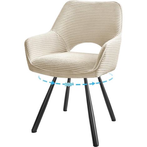 Esszimmerstuhl drehbar mit Armlehne, 360° drehbar, gepolstert, beige (1/5)
