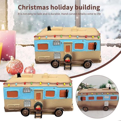 Griswold Village Weihnachtsschmuck, beleuchtete festliche Heimdekoration, Griswold Weihnachtshaus-Lichterkette aus Kunstharz, Weihnachtsgasse aus PVC-Glitzerdekoration ((Voiture)) (1/5)