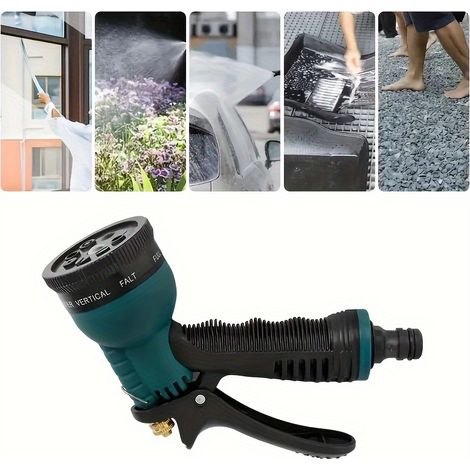 Tête de pistolet à eau de lavage de voiture multifonctionnelle, pistolet à eau de nettoyage à double usage, buse rotative à 360 ° et 8 modes (1/5)