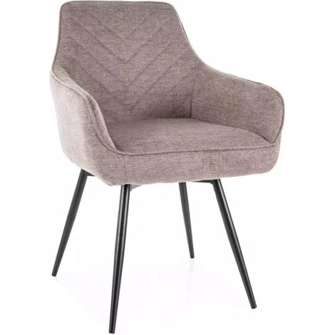 Chaise beige pivotante tissu et métal noir avec retour automatique SOLIFE (1/5)