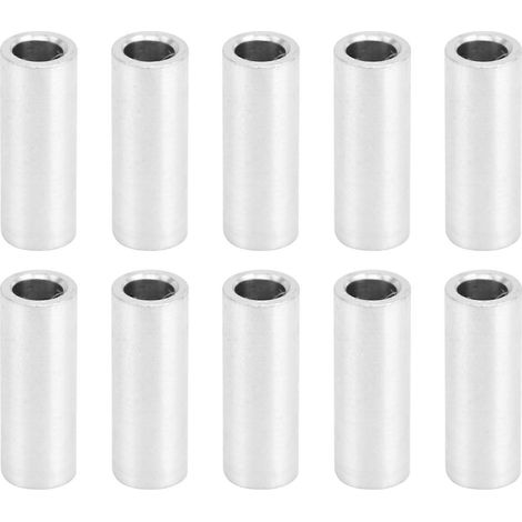 Lot de 10 entretoises rondes en alliage d'aluminium, non filetées, diamètre extérieur 6 mm, longueur 16 mm.