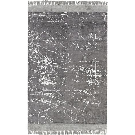 Teppich HANLI Grau 140 x 200 cm Viskose