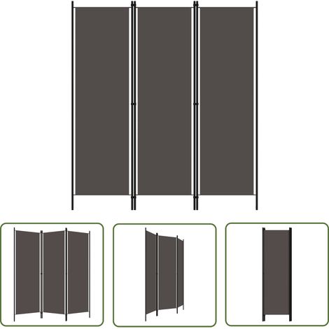 The Living Store 3-tlg. Raumteiler Anthrazit 150x180 cm - Raumteiler - Zimmerabtrennung - Sichtschutz - Textilscreen - Wohnzimmerdeko (1/5)