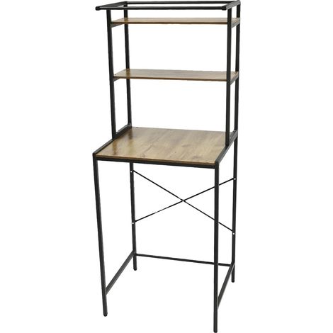 Scaffale portaoggetti a tre ripiani, piedini in gomma regolabili, colore nero. (1/2)