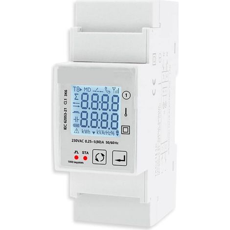 Moniteur d'énergie domestique intelligent Compteur d'énergie intelligent ZigBee monophasé 80A moniteur de puissance sur Rail KWh wattmètre voltmètre ampèremètre 50/60Hz Moniteur d'électricité en temps (1/5)