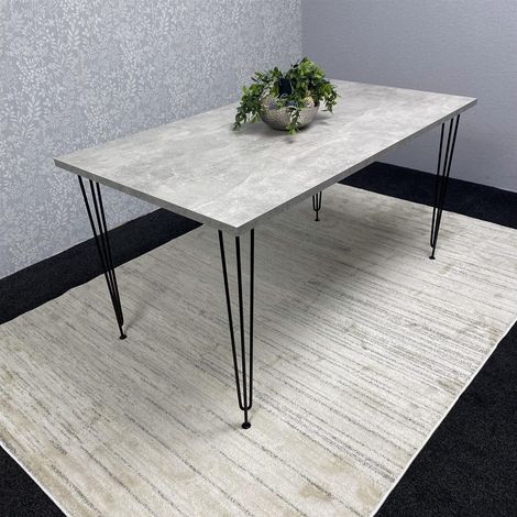 Modern Grey Rectangular Dining Table with Hairpin Legs – Compact Kitchen & Dining Room Table (L140)