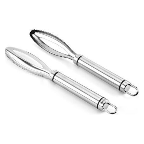 Rascador de pescado de acero inoxidable, herramienta para quitar escamas de pescado, 2 piezas (1/4)