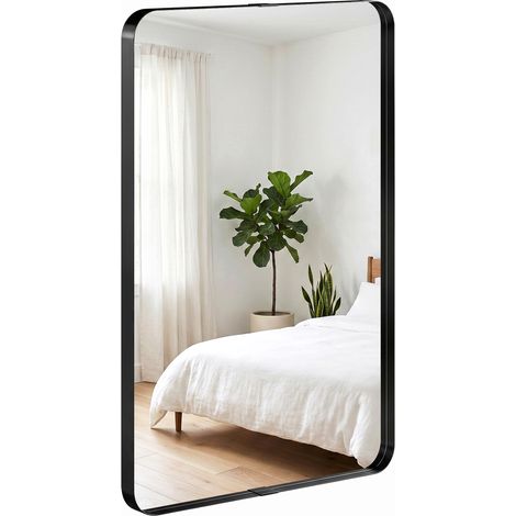 HOMCOM Rectangular Wall Mirror, 90 x 60 cm Wall Mounted Bathroom Mirror