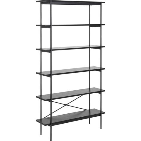 Etagère 5 niveaux 94x27x172 cm décor frêne et métal noir - JAYSI (1/5)