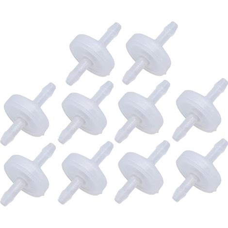 Lot de 10 clapets anti-retour à embout cannelé, membrane en plastique PP résistant à l'ozone, vanne d'arrêt d'eau unidirectionnelle de 3 mm, translucides