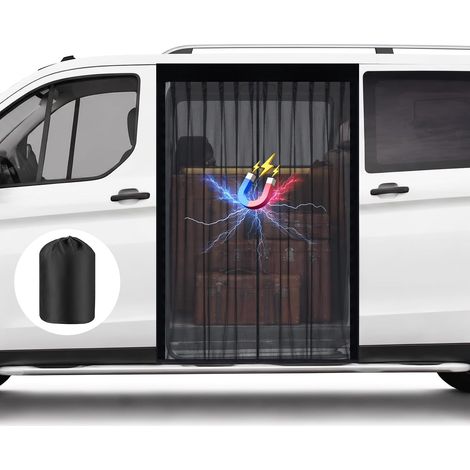 Moustiquaire Porte Latérale Van 180X150CM,Fermeture Centrale Magnétique,Moustiquaire Magnétique pour Camping Car avec Fermeture Auto-agrippante,Moustiquaire et Protection Solaire pour Camping (1/5)