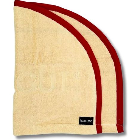 SAUNAGUT® Sauna Wedeltuch Torreoo elfenbein-rot
