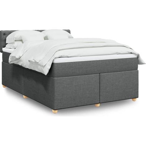 Boxspringbett mit Matratze Dunkelgrau 160x200 cm Stoff