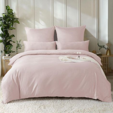 Satin Bettwäsche Set 135x200 Baumwolle Kühlend Altrosa 2tlg.