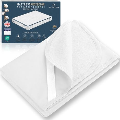Protege Matelas 90x190 cm Imperméable Certifié Oeko-Tex Alese pour Adulte et Bebe - Alese 90x190 en Coton Respirant avec 4 Coins Elastiques (90x190 cm) Blanc (1/5)