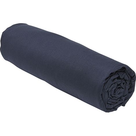 Drap housse extensible 100% coton 90x190 cm – Bonnet 25 cm – Coloris bleu navy – Label Oekotex pour qualité textile – (1/5)