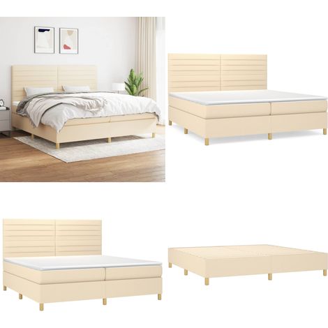 Boxspringbett mit Matratze Creme 200x200 cm Stoff - Boxspringbett - Betten - Schlafräume - Cremefarbenes Bett - Doppelbett - Home & Living