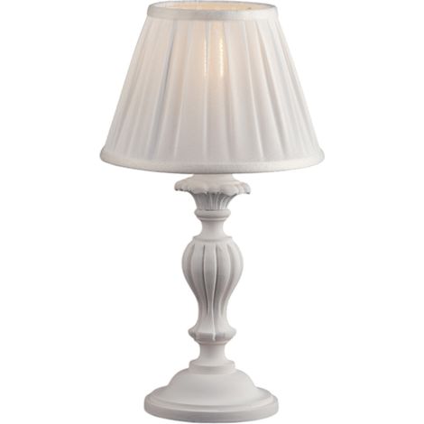 Leonardo Lumetto in legno bianco shabby 1 luce con paralume dm.20 H.43 Ø20 BL180-LT-BCO