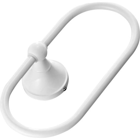 Anneau Porte-Serviettes Mural Ovale Blanc Moderne pour Salle de Bain (1/5)