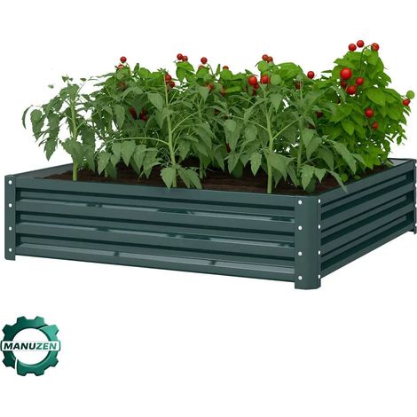 Manuzen - Carré potager surélevé 120 × 120 × 30 cm – acier galvanisé (1/4)