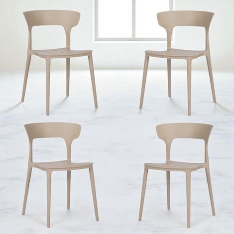 Sedia cucina moderna impilabile per interni ed esterni 4 sedie Tortora - LIAM (1/5)