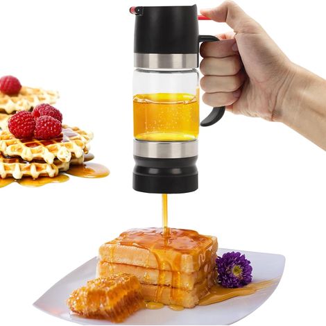 Distributeur De Miel En Verre Anti-Goutte 315 Ml, Distributeur De Sirop Distributeur Miel Amovible Avec Poignée, Clair, Sans Bpa, Base En Silicone, Distributeur à Bouton-Poussoir, Pour Café Ou Thé (1/5)