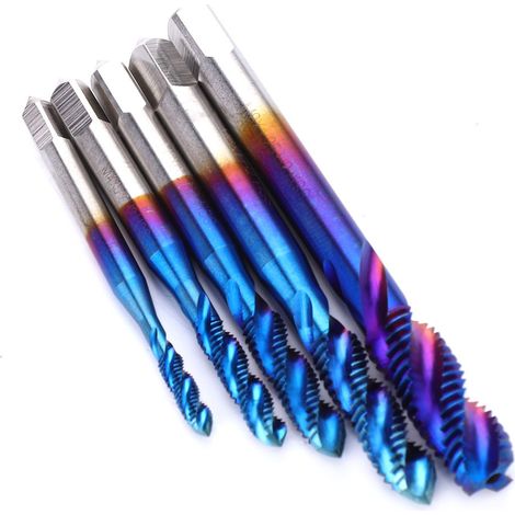 Lot de 5 tarauds en acier rapide revêtus de bleu pour machines-outils (1/5)