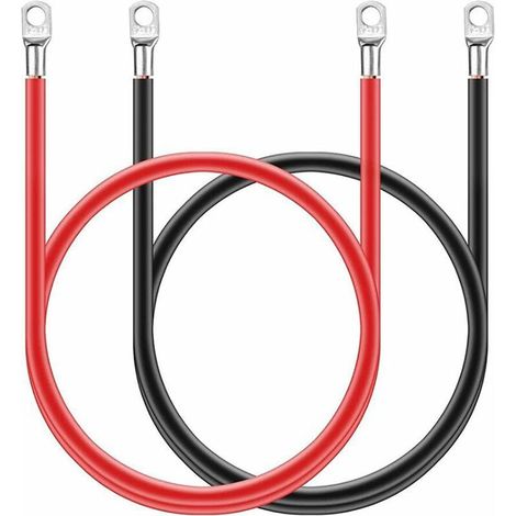 [JAMAIS UTILISÉ]2 pièces 12V Cable Batterie Onduleur 5AWG 16mm² Cuivre Câbles de Batterie Câble ornes à Anneau Rouge et Noir Cuivre Etamé pour Motos, Voitures,Camping Cars et Bateaux (50cm(16mm²)) (1/5)