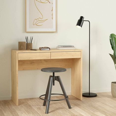 Dmora - Escritorio Acero, Escritorio multiusos, Mesa de oficina para PC, El plan de trabajo, 100x40 h77 cm, Roble (1/5)