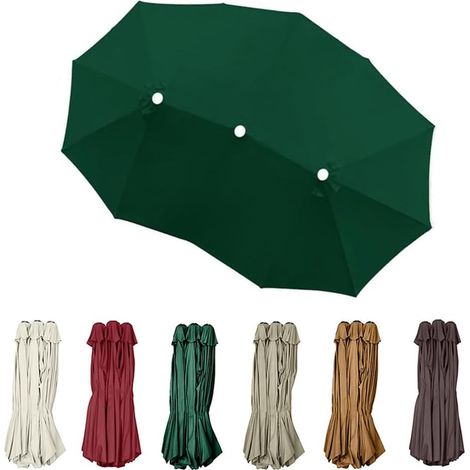 Toile De Remplacement Grand pour Parasol Double Housse De Rechange pour Parasol 4.6m Toile De Parasol 12 Baleines Auvent De Parasol XXL(Dark Green)