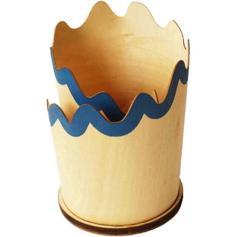 Boîte de rangement en bois pour stylos et crayons, ornement de table, porte-pinceaux de maquillage, accessoire de bureau, 10 x 14 cm. Organisateur de bureau.-Blue