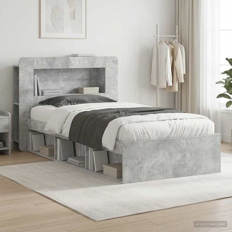 Cadre de lit avec rangement Gris béton pour matelas 75 x 190 cm en bois d’ingénierie - PANGIVO (1/5)