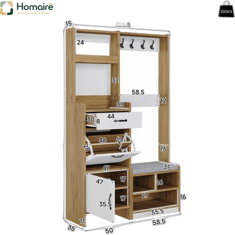 Kleiderschrank weiß aus Polyester 108.5 x 35 x 180 cm HOMAIRE (1/5)