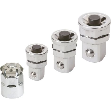 Kstools – Jeu d'adaptateurs porte-embout 4 pcs – Acier chromé vanadium – Normes DIN 3120, ISO 1174 – Déverrouillage rapide