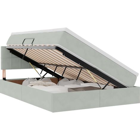 Maison Exclusive - LED-Speicherbett mit Matratze Hellgrau 140 x 2