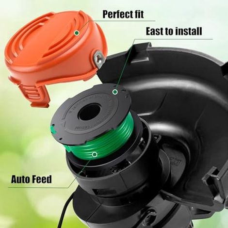 Allecto - Bobine di filo per tagliabordi - Accessorio per tagliabordi - Verde - Nylon e ABS - Adatto per Black & Decker GL7033 GL9035 GL8033 - 6 pezzi (1/4)