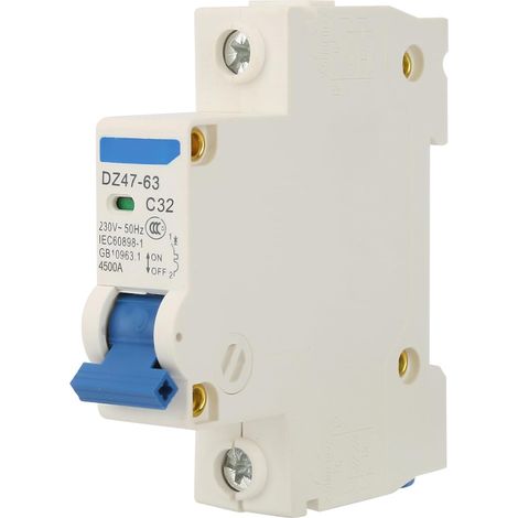 Disjoncteur Miniature 1 Pôle DZ47-63, 230V 32A 6KA, Protection Circuit Électrique Résidentiel, Ignifuge