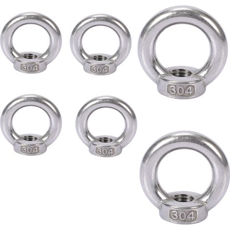 Rondelle À Vis - Écrou À Anneau M6 En Acier Inoxydable 304 - Pour Suspension D'Ornements De Jardin Et De Balcon - Lot De 6 (1/5)