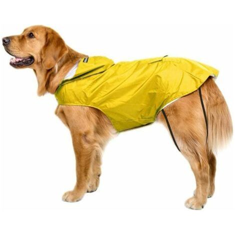 Manteau de Pluie pour Chien avec Capuche, Trou de col, 100% imperméable, Ultra léger, Respirant, avec Bandes réfléchissantes sûres, pour Chiens de Taille Moyenne à Grande, Vert (1/4)