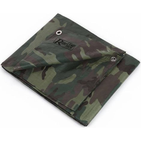 Bâche Camouflage 3,6x5 m - 130 g/m - Résistante et Imperméable - Protection Efficace - D-Work