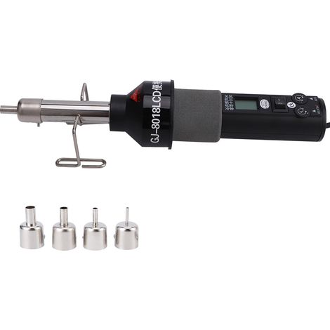 Pistolet à air chaud industriel 4 buses, 450 W, avec affichage numérique LCD et thermostat. Prise UE 220 V CA. (1/5)