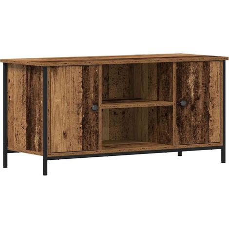 Meuble TV rectangulaire pratique avec étagère 100 x 40 x 50 cm en bois d'ingénierie bois ancien