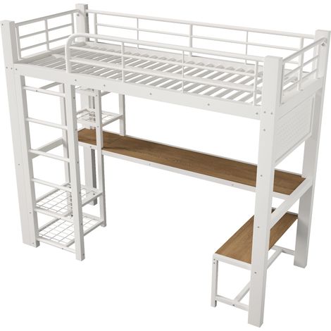 GagaLit mezzanine métal 90×200 cm, LED, blanc (1/5)