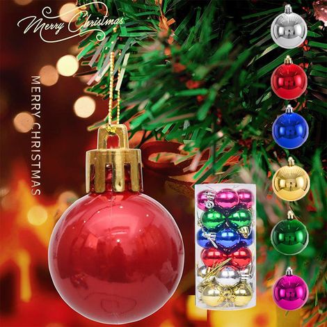 Boule De Décoration De Noël - 48 Pièces - Diamètre 3 Cm - En Plastique Résistant - Pour Arbre À Noël Guirlande Couronne Centre De Table - Multicolore (1/5)