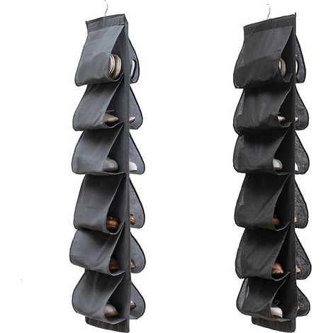 lot De 2 Sac De Rangement Pour Chaussures - 12 Poches Sur La Porte - Pliable Pour Accrocher Les Armoires  Chaussures Avec Crochets (1/5)