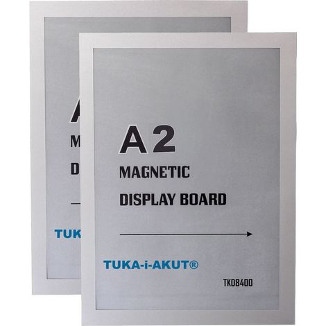 2x A2 Cadre d'affichage Magnétique, Adhésif pour Signe Enseignes, Pochette Cadre d'information Fermeture Magnétique, Porte Affiche, Sachet de 2 Couleur Argent, TKD8400-A2-2x (1/5)
